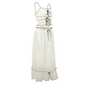 Glitz Cream Maxi Skirt with Black Accents